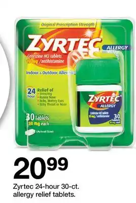 Target Zyrtec 24-hour 30-ct. allergy relief tablets offer