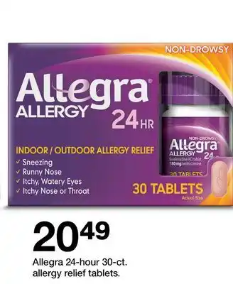 Target Allegra 24-hour 30-ct. allergy relief tablets offer