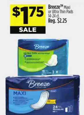 Dollar General Breeze TM Maxi or Ultra Thin Pads offer