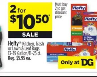 Dollar General Hefty Kitchen, Trash or Lawn & Leaf Bags offer