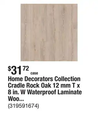 The Home Depot Home Decorators Collection Cradle Rock Oak 12 mm T x 8 in. W Waterproof Laminate Wood Flooring (15.9 sqft/case) offer