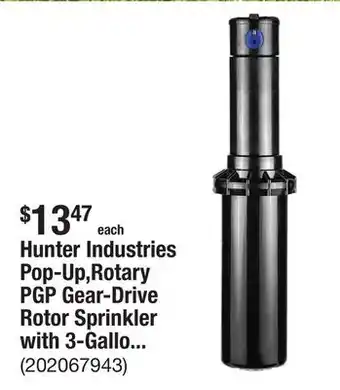 The Home Depot Hunter Industries Pop-Up,Rotary PGP Gear-Drive Rotor Sprinkler with 3-Gallon Per Minute Nozzle offer