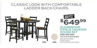 Glennwood 5 Piece Counter Dining Set