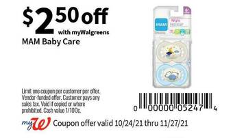 Walgreens Mam Baby Care offer