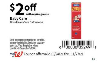 Walgreens Baby Care Boudreaux's Or Caldesense offer