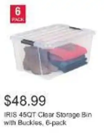 Costco IRIS 45QT Clear Storage Bin with Buckles, 6-pack offer