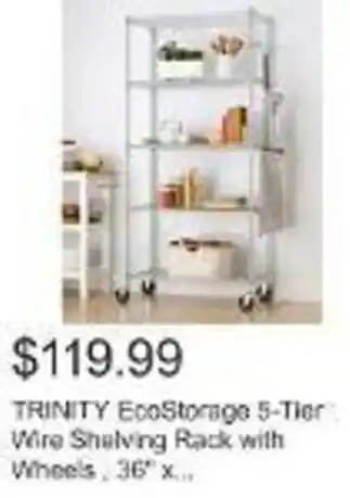 Costco TRINITY EcoStorage 5-Tier Wire Shelving Rack with Wheels, 36′ x.. offer