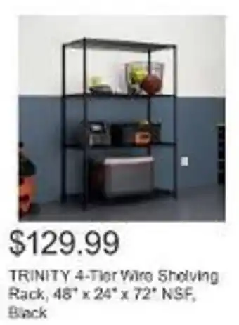 Costco TRINITY 4-Tier Wire Shelving Rack, 48" x 24" x 72" NSF, Black offer