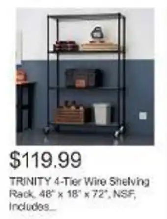 Costco TRINITY 4-Tier Wire Shelving Rack, 48" x 18" x 72", NSF, Includes.... offer
