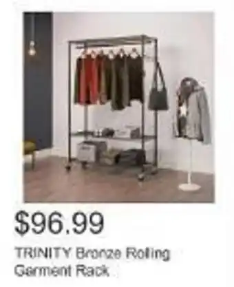 Costco TRINITY Bronze Rolling Garment Rack offer