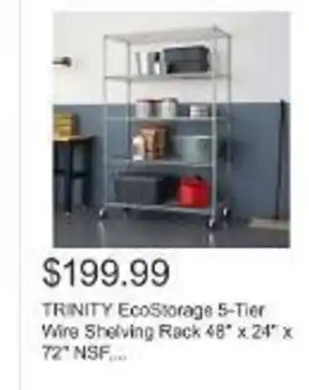 Costco TRINITY EcoStorage 5-Tier Wire Shelving Rack 48" x 24" x 72* NSF.... offer