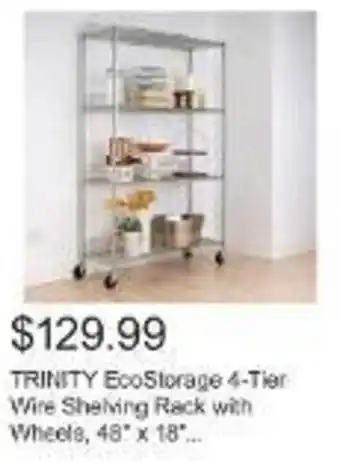 Costco TRINITY EcoStorage 4-Tier Wire Shelving Rack with Wheels, 48" x 18"... offer