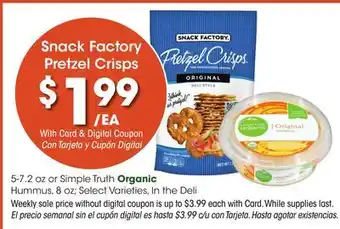 Ralphs Snack Factory Pretzel Crisps offer
