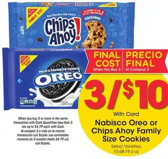 Ralphs Nabisco Oreo or Chips Ahoy Family Size Cookies offer
