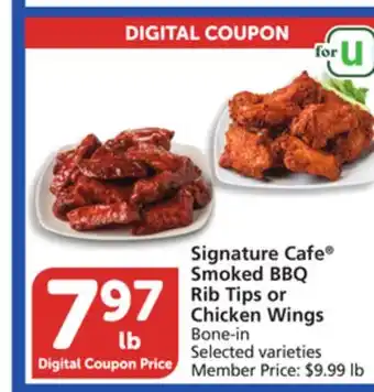 Albertsons Signature Cafe Smoked BBQ Rib Tips or Chicken Wings offer