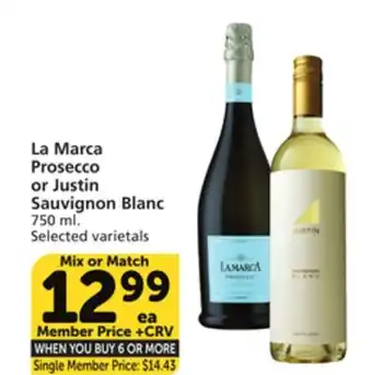 Albertsons La Marca Prosecco or Justin Sauvignon Blanc offer