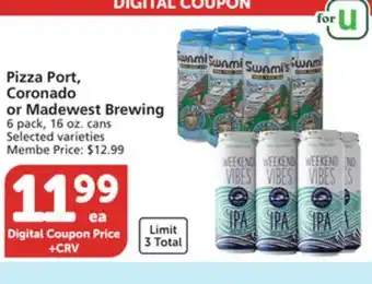 Vons Pizza Port, Coronado or Madewest Brewing offer