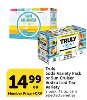 Vons Truly Soda Variety Pack or Sun Cruiser Vodka Iced Tea Variety offer