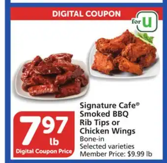 Vons Signature Cafe Smoked BBQ Rib Tips or Chicken Wings offer