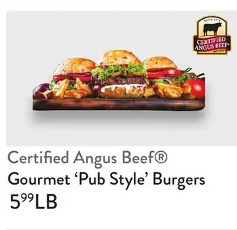 Fresh Thyme Certified Angus Beef Gourmet 'Pub Style' Burgers offer