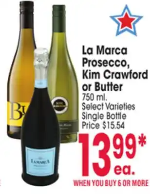 Jewel-Osco La Marca Prosecco, Kim Crawford or Butter offer
