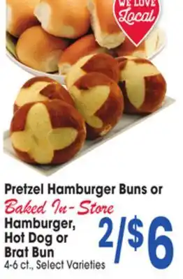 Jewel-Osco Pretzel Hamburger Buns or Hamburger, Hot Dog or Brat Bun offer