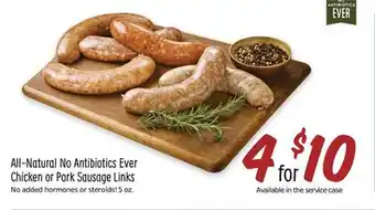 Sprouts Farmers Market All-Natural No Antibiotics Ever Chicken or Pork Sausage Links offer