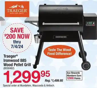 Ace Hardware Traeger Ironwood 885 Wood Pellet Grill offer