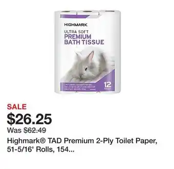Office Depot Highmark TAD Premium 2-Ply Toilet Paper, 51-5/16' Rolls, 154 Sheets Per Roll, 12 Rolls Per Pack, Case Of 4 Packs offer