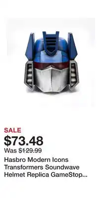 Game Stop Hasbro Modern Icons Transformers Soundwave Helmet Replica GameStop Exclusive offer