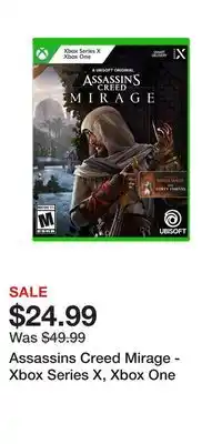 Game Stop Assassins Creed Mirage - Xbox Series X, Xbox One offer
