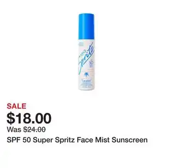 Belk SPF 50 Super Spritz Face Mist Sunscreen offer