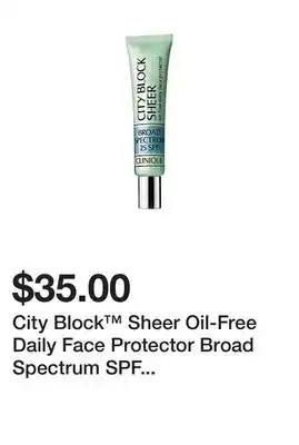 Belk City Block Sheer Oil-Free Daily Face Protector Broad Spectrum SPF 25 Primer offer