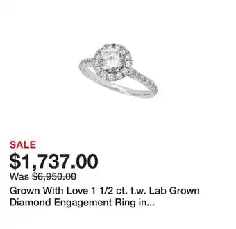 Belk Grown With Love 1 1/2 ct. t.w. Lab Grown Diamond Engagement Ring in 14K White Gold offer