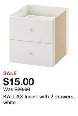 Ikea KALLAX Insert with 2 drawers, white offer