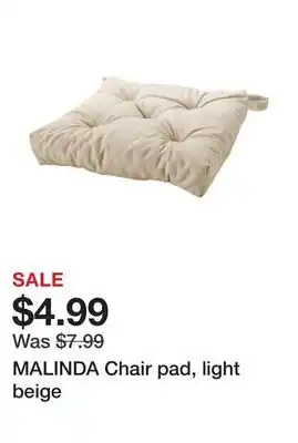Ikea MALINDA Chair pad, light beige offer