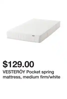 Ikea VESTERÖY Pocket spring mattress, medium firm/white offer