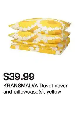 Ikea KRANSMALVA Duvet cover and pillowcase(s), yellow offer