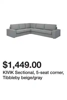 Ikea KIVIK Sectional, 5-seat corner, Tibbleby beige/gray offer