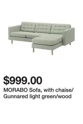 Ikea MORABO Sofa, with chaise/Gunnared light green/wood offer