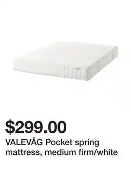 Ikea VALEVÅG Pocket spring mattress, medium firm/white offer