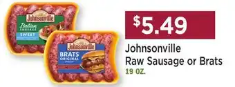 Heinen's Johnsonville Raw Sausage or Brats offer