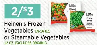 Heinen's Heinen's Frozen Vegetables 14-16 OZ. or Steamable Vegetables 12 OZ offer