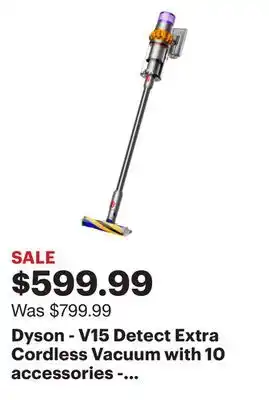 Best Buy Dyson - V15 Detect Extra Cordless Vacuum with 10 accessories - Yellow/Nickel offer