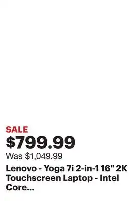 Best Buy Lenovo - Yoga 7i 2-in-1 16 2K Touchscreen Laptop - Intel Core Ultra 7 155U with 16GB Memory - 1TB SSD - Storm Grey offer