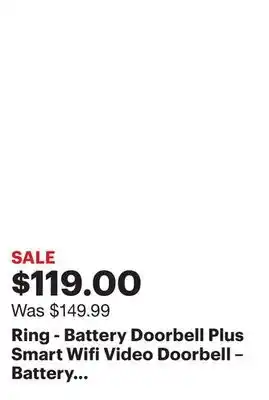 Best Buy Ring - Battery Doorbell Plus Smart Wifi Video Doorbell – Battery Operated with Head-to-Toe View - Satin Nickel offer