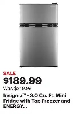 Best Buy Insignia - 3.0 Cu. Ft. Mini Fridge with Top Freezer and ENERGY STAR Certification - Stainless Steel offer