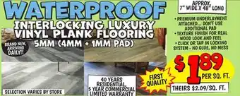 Ollie's INTERLOCKING LUXURY Vinyl PLANK FLooring offer