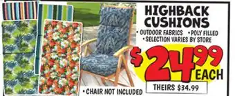 Ollie's HIGHBACK CUSHIONS offer