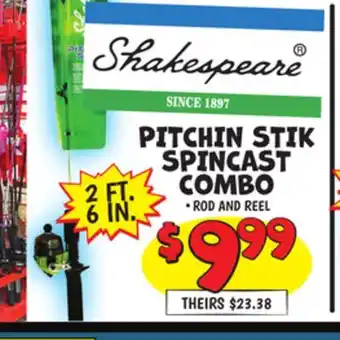 Ollie's SHAKESPEARE PITCHIN STIK SPINCAST COMBO offer